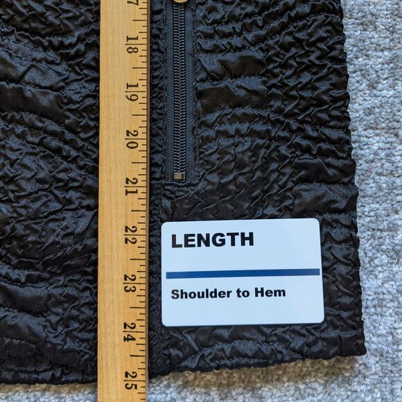 PULI Women Black Jacket Size M Textured Full-Zip and Buttons, Waist Tie, Pockets - Picture 10 of 12